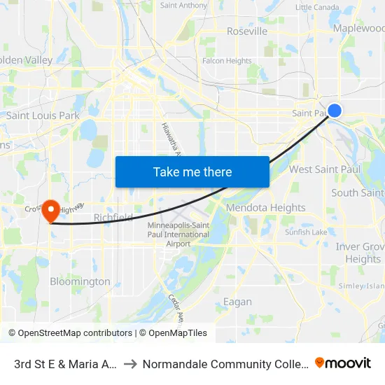 3rd St E & Maria Ave to Normandale Community College map