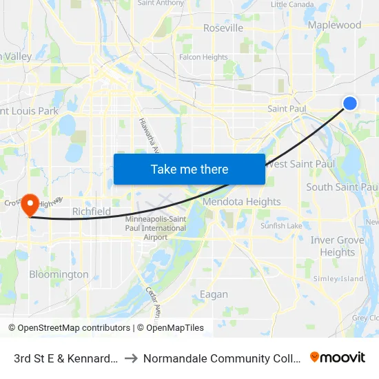 3rd St E & Kennard St to Normandale Community College map