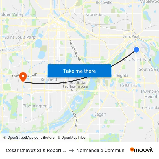 Cesar Chavez St & Robert St / State St to Normandale Community College map
