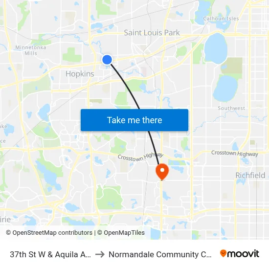 37th St W & Aquila Ave S to Normandale Community College map