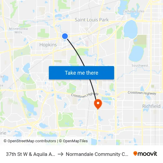 37th St W & Aquila Ave S to Normandale Community College map
