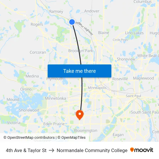 4th Ave & Taylor St to Normandale Community College map