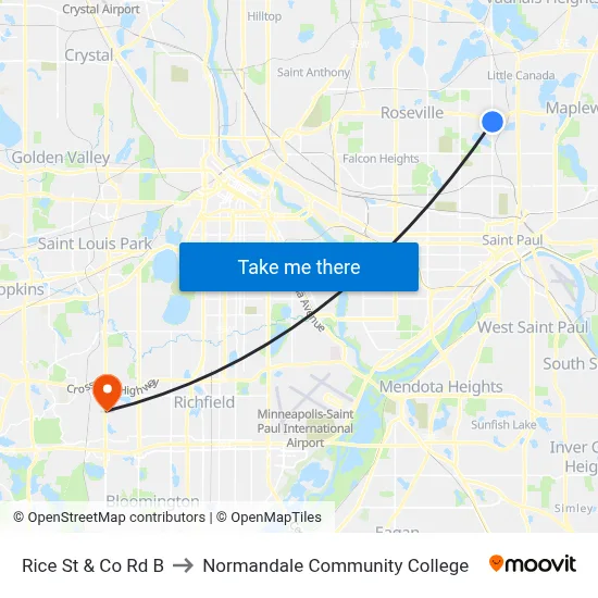 Rice St & Co Rd B to Normandale Community College map
