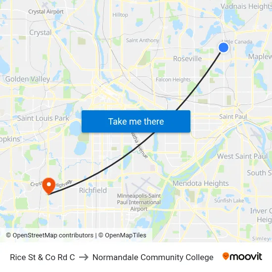 Rice St & Co Rd C to Normandale Community College map
