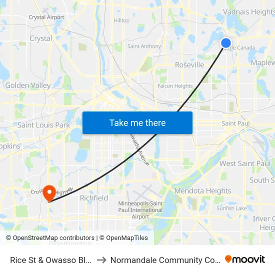 Rice St & Owasso Blvd S to Normandale Community College map