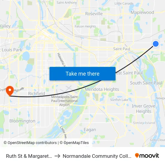 Ruth St & Margaret St to Normandale Community College map