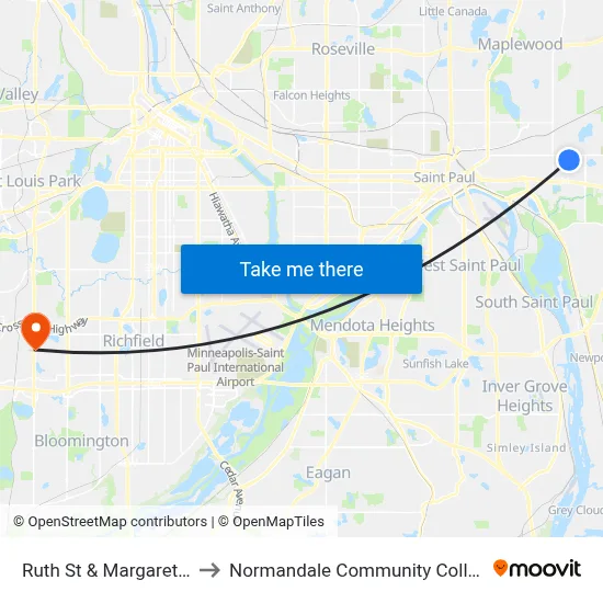 Ruth St & Margaret St to Normandale Community College map