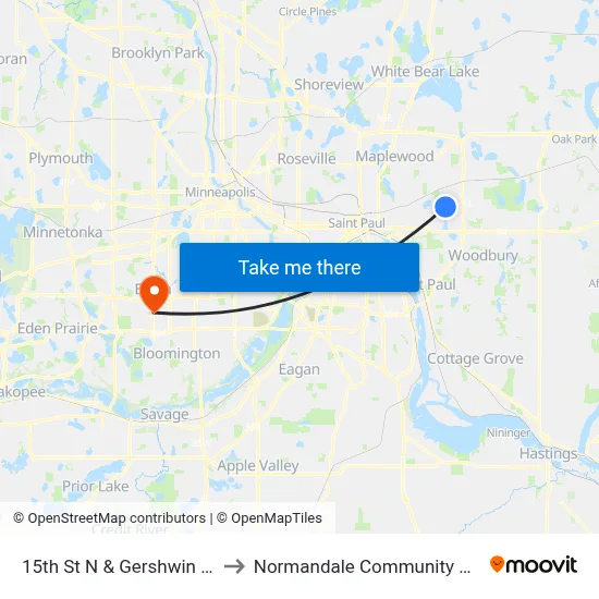 15th St N & Gershwin Ave N to Normandale Community College map
