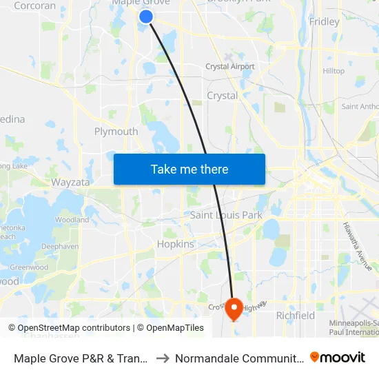 Maple Grove P&R & Transit Station to Normandale Community College map