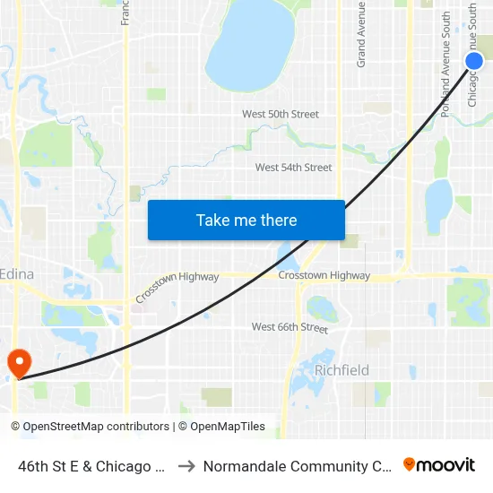 46th St E & Chicago Ave S to Normandale Community College map