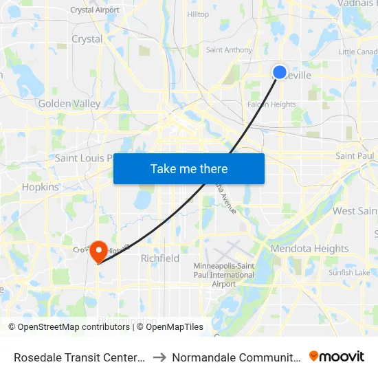 Rosedale Transit Center & Gate C to Normandale Community College map