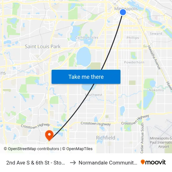 2nd Ave S & 6th St - Stop Group H to Normandale Community College map