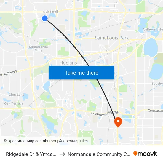 Ridgedale Dr & Ymca Lane to Normandale Community College map