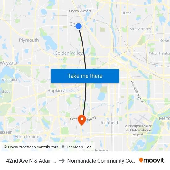 42nd Ave N & Adair Ave to Normandale Community College map