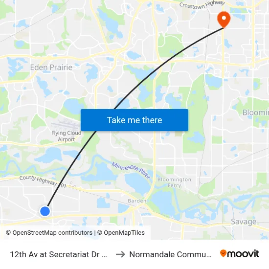 12th Av at Secretariat Dr N Corner (1st to Normandale Community College map