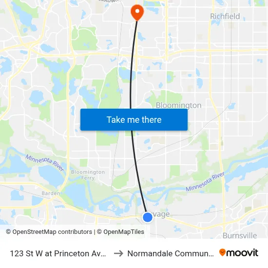 123 St W at Princeton Ave SW Corner to Normandale Community College map