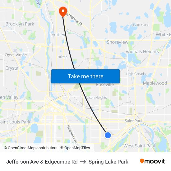 Jefferson Ave & Edgcumbe Rd to Spring Lake Park map