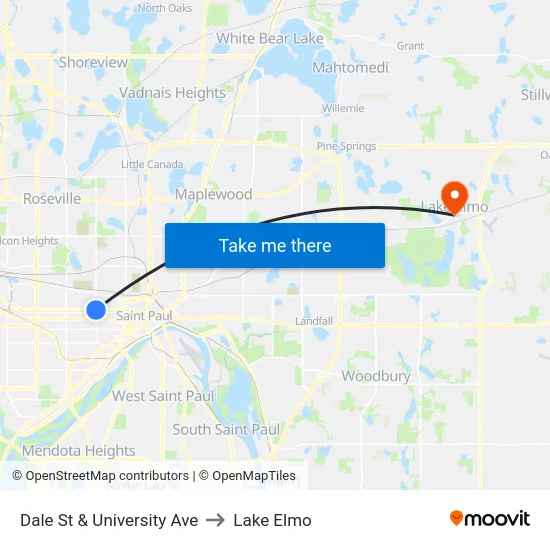 Dale St & University Ave to Lake Elmo map