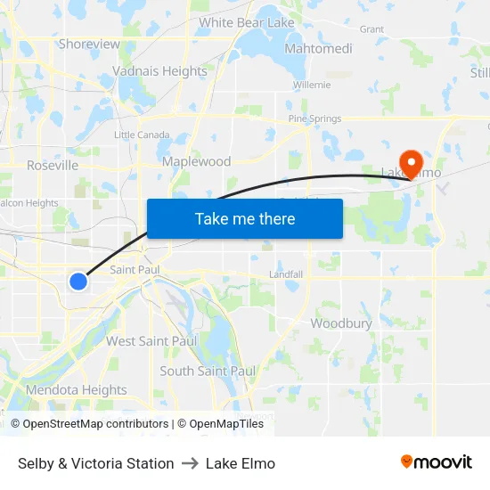 Selby & Victoria Station to Lake Elmo map