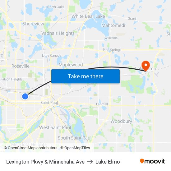 Lexington Pkwy & Minnehaha Ave to Lake Elmo map