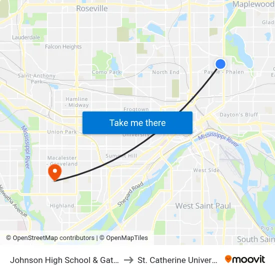 Johnson High School & Gate B to St. Catherine University map