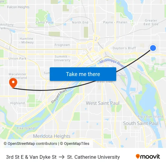 3rd St E & Van Dyke St to St. Catherine University map