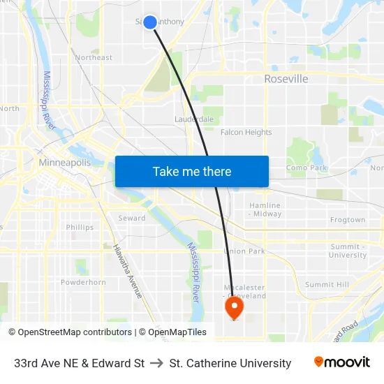 33rd Ave NE & Edward St to St. Catherine University map