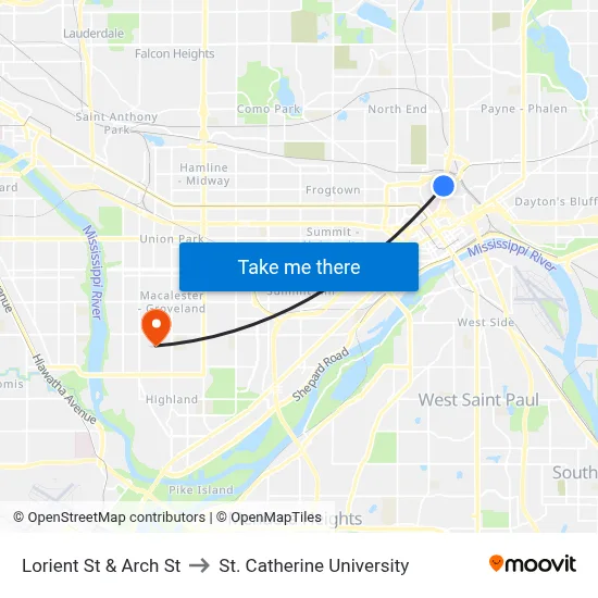 Lorient St & Arch St to St. Catherine University map