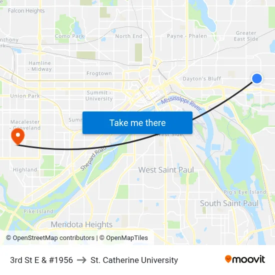 3rd St E & #1956 to St. Catherine University map