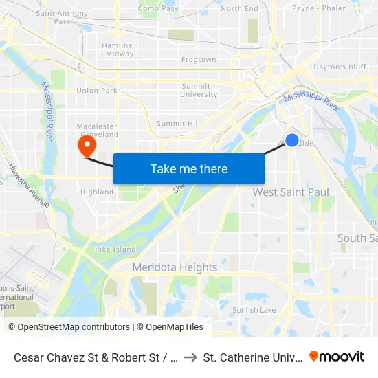 Cesar Chavez St & Robert St / State St to St. Catherine University map