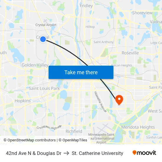 42nd Ave N & Douglas Dr to St. Catherine University map