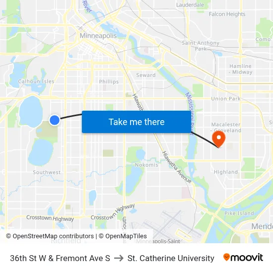 36th St W & Fremont Ave S to St. Catherine University map