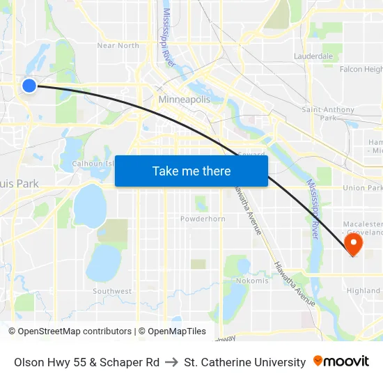 Olson Hwy 55 & Schaper Rd to St. Catherine University map