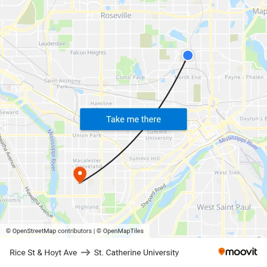 Rice St & Hoyt Ave to St. Catherine University map