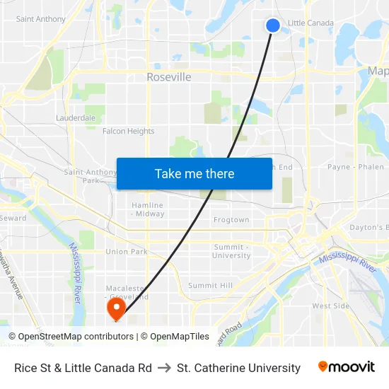 Rice St & Little Canada Rd to St. Catherine University map