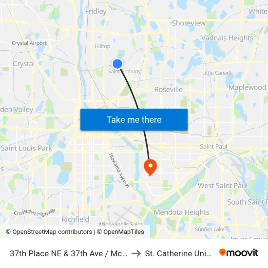 37th Place NE & 37th Ave / Mckinley St to St. Catherine University map