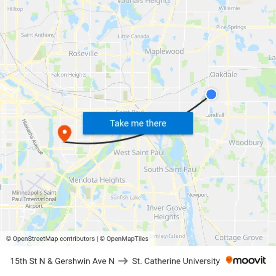 15th St N & Gershwin Ave N to St. Catherine University map
