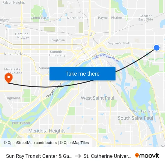 Sun Ray Transit Center & Gate E to St. Catherine University map