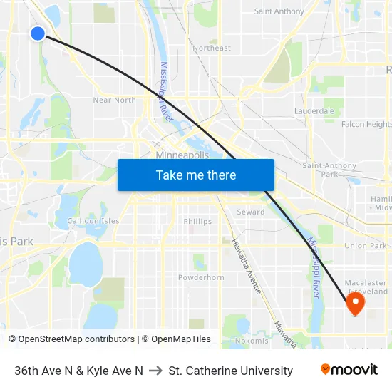 36th Ave N & Kyle Ave N to St. Catherine University map