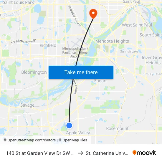 140 St at Garden View Dr SW Corner to St. Catherine University map