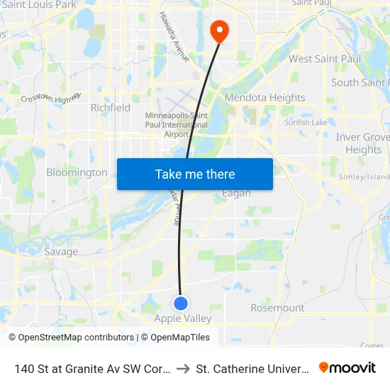 140 St at Granite Av SW Corner to St. Catherine University map