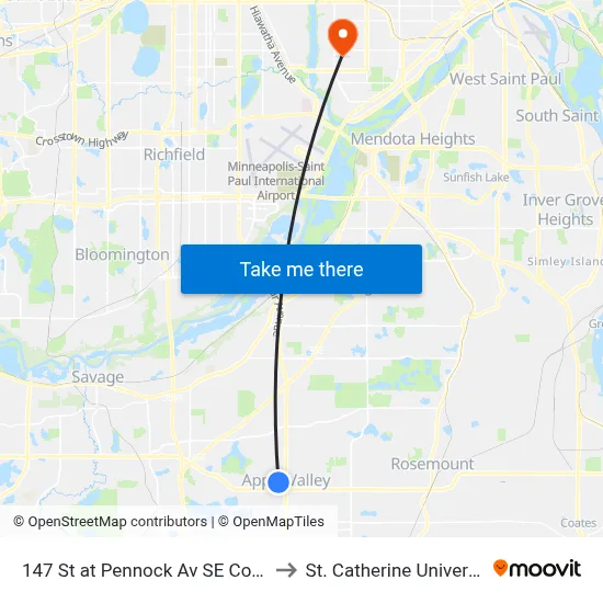 147 St at Pennock Av SE Corner to St. Catherine University map