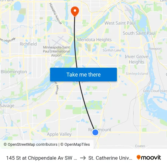 145 St at Chippendale Av SW Corner to St. Catherine University map