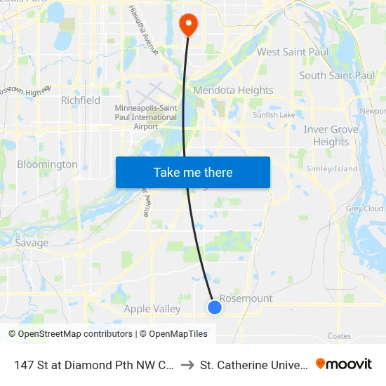 147 St at Diamond Pth NW Corner to St. Catherine University map