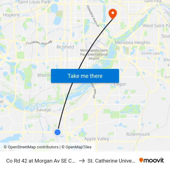 Co Rd 42 at Morgan Av SE Corner to St. Catherine University map