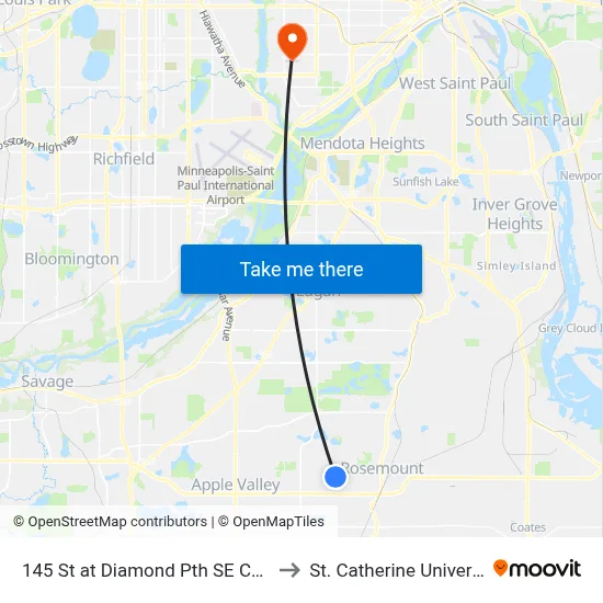 145 St at Diamond Pth SE Corner to St. Catherine University map