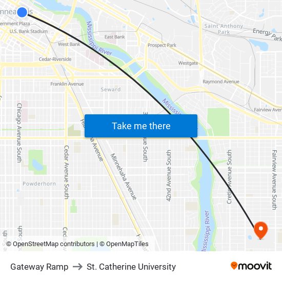 Gateway Ramp to St. Catherine University map