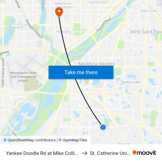 Yankee Doodle Rd at Mike Collins Dr NW C to St. Catherine University map