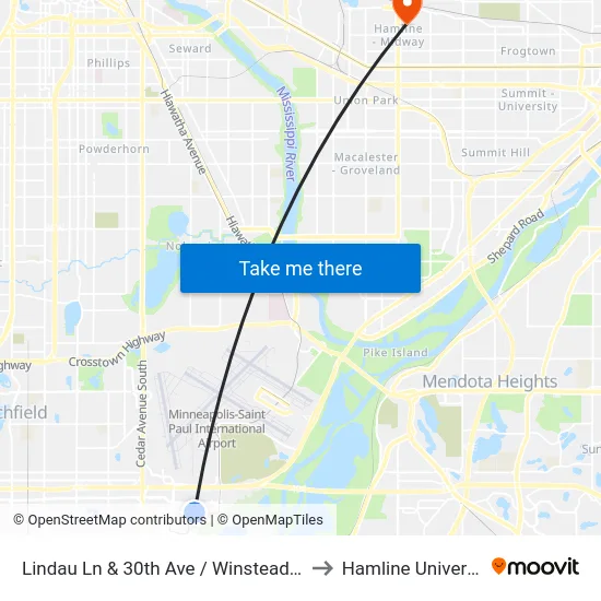 Lindau Ln & 30th Ave / Winstead Way to Hamline University map