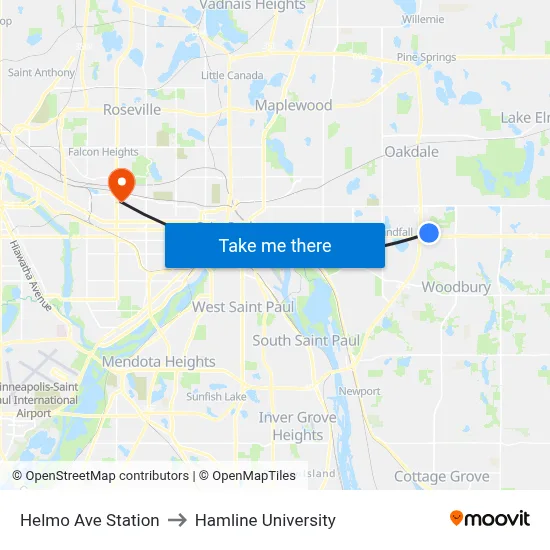 Helmo Ave Station to Hamline University map